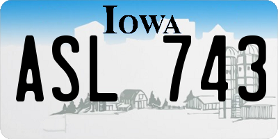 IA license plate ASL743