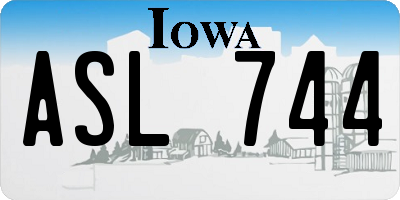 IA license plate ASL744