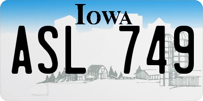 IA license plate ASL749