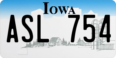 IA license plate ASL754