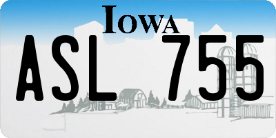 IA license plate ASL755