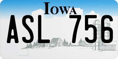 IA license plate ASL756