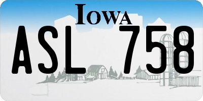 IA license plate ASL758