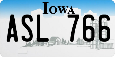 IA license plate ASL766