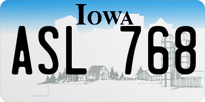 IA license plate ASL768