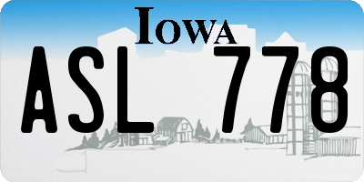 IA license plate ASL778