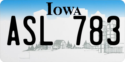 IA license plate ASL783