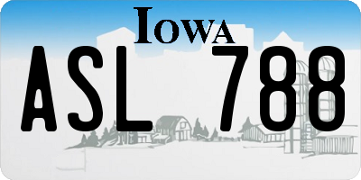 IA license plate ASL788