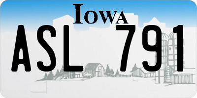 IA license plate ASL791