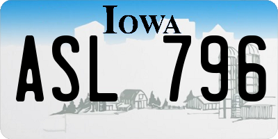 IA license plate ASL796