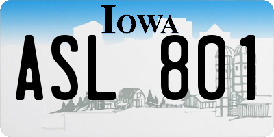 IA license plate ASL801