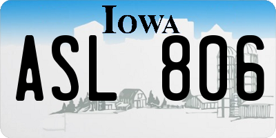 IA license plate ASL806