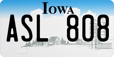 IA license plate ASL808