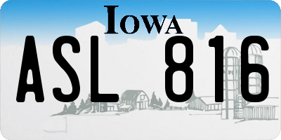 IA license plate ASL816