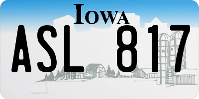 IA license plate ASL817