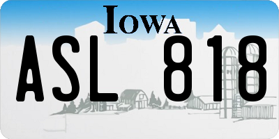IA license plate ASL818
