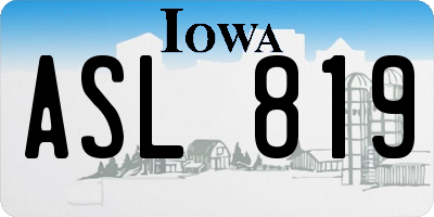 IA license plate ASL819