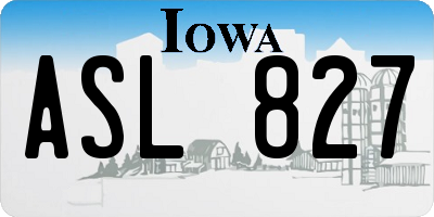 IA license plate ASL827