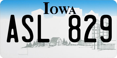 IA license plate ASL829