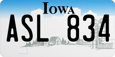 IA license plate ASL834