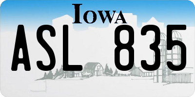 IA license plate ASL835