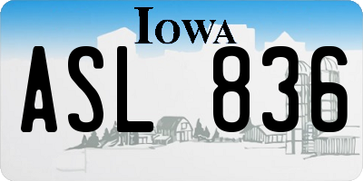 IA license plate ASL836