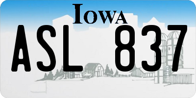 IA license plate ASL837