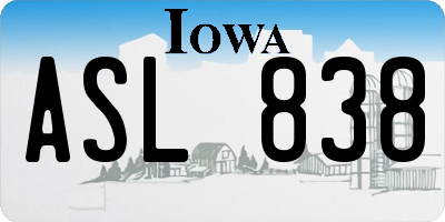 IA license plate ASL838