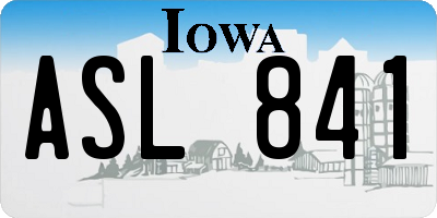 IA license plate ASL841