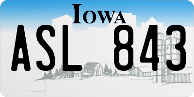 IA license plate ASL843