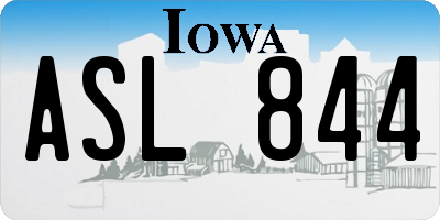 IA license plate ASL844