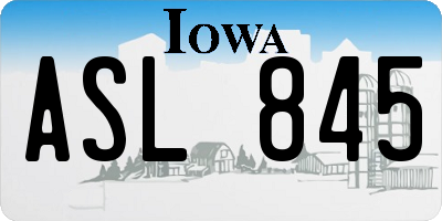 IA license plate ASL845