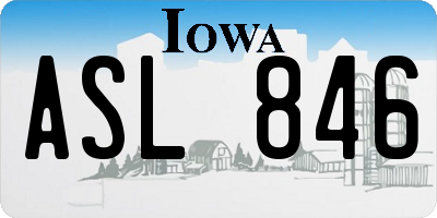 IA license plate ASL846