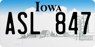 IA license plate ASL847