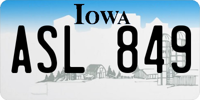 IA license plate ASL849