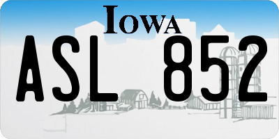 IA license plate ASL852