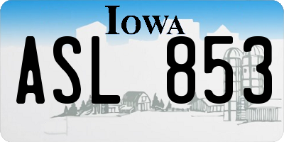 IA license plate ASL853