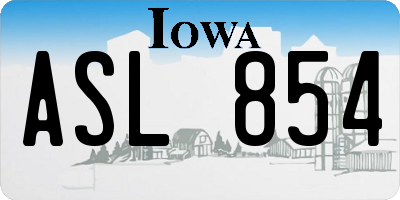 IA license plate ASL854