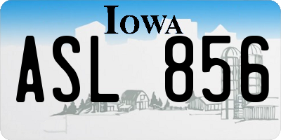 IA license plate ASL856