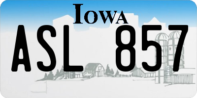 IA license plate ASL857