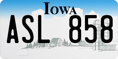 IA license plate ASL858