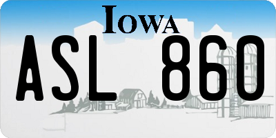IA license plate ASL860