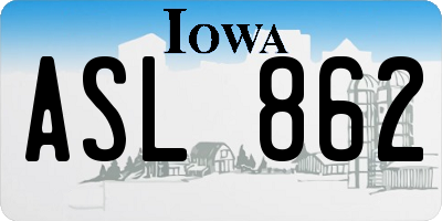 IA license plate ASL862
