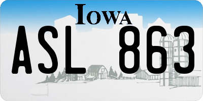 IA license plate ASL863