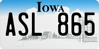 IA license plate ASL865