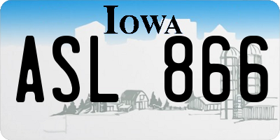 IA license plate ASL866