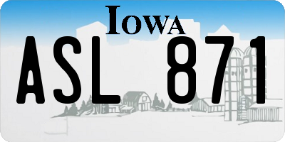 IA license plate ASL871