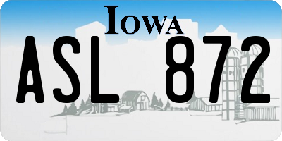 IA license plate ASL872