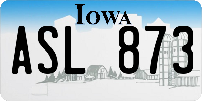 IA license plate ASL873