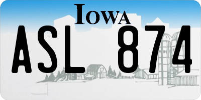 IA license plate ASL874